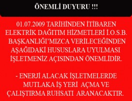 İkitelli  OSB  Başkanlığı ;ndan Önemli Duyuru