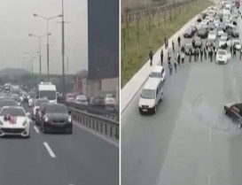 İstanbul'da lüks araçlı, drone'lu maganda konvoyu!